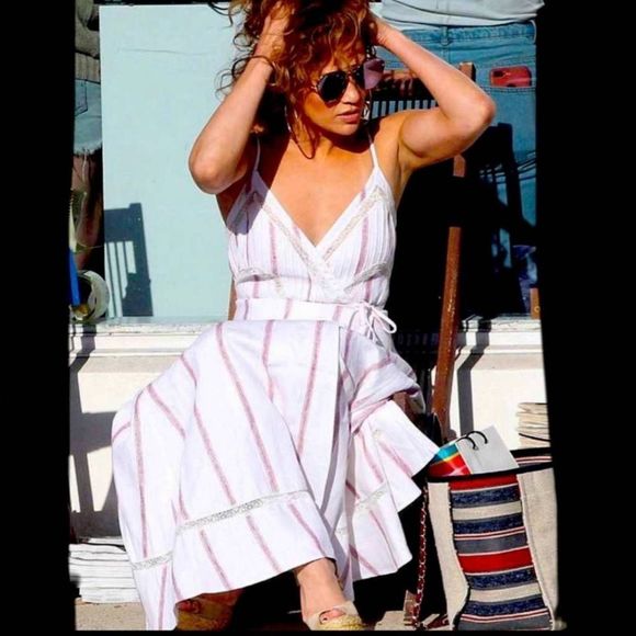 Reformation Dresses & Skirts - Reformation  Daria 100% Linen Wrap Midi Maxi Dress Jennifer Lopez sz XL